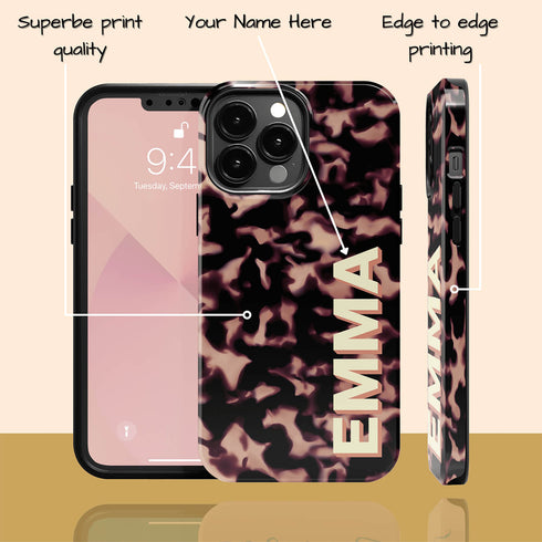 3D Custom Name Dark Tort iPhone Case